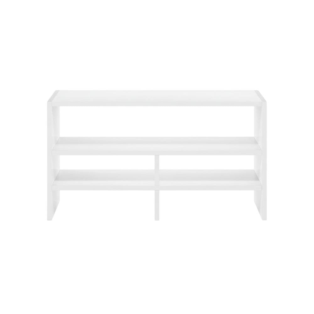 White desk organizing shelf with multi-tier design and sturdy wood construction