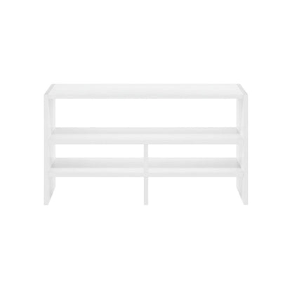 White desk organizing shelf with multi-tier design and sturdy wood construction