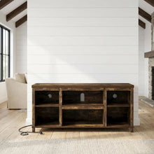 Wooden 3-Tier Entertainment Center for TV up to 55 Inch, USB Ports, Power Outlet