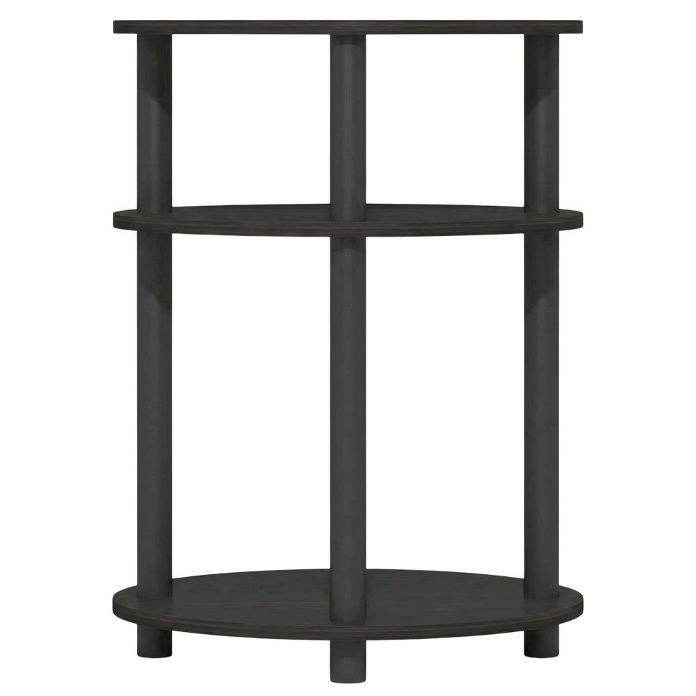 Espresso 3-Tier Oval Nightstand with Open Shelving Bedside Table
