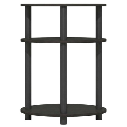 Espresso 3-Tier Oval Nightstand with Open Shelving Bedside Table