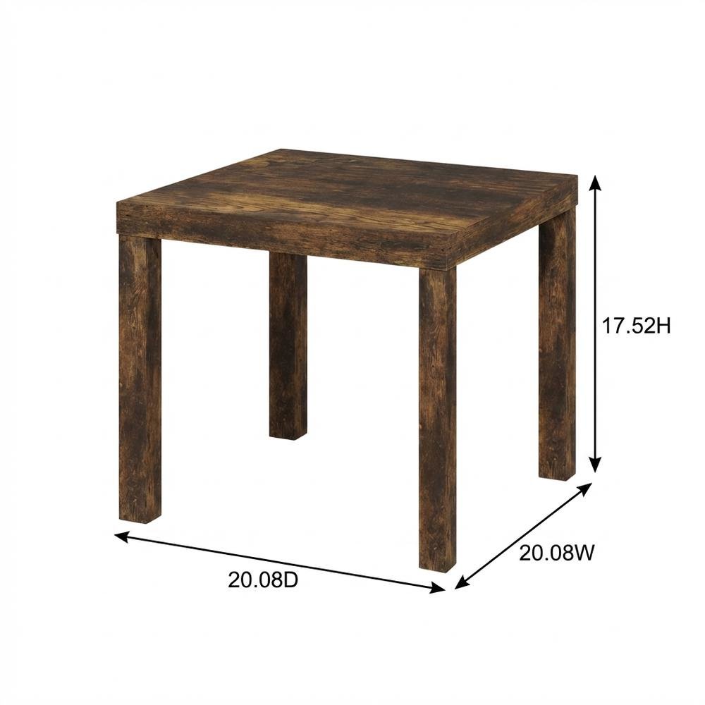 Square Side Table Set with Amber Pine Finish for Living Rooms