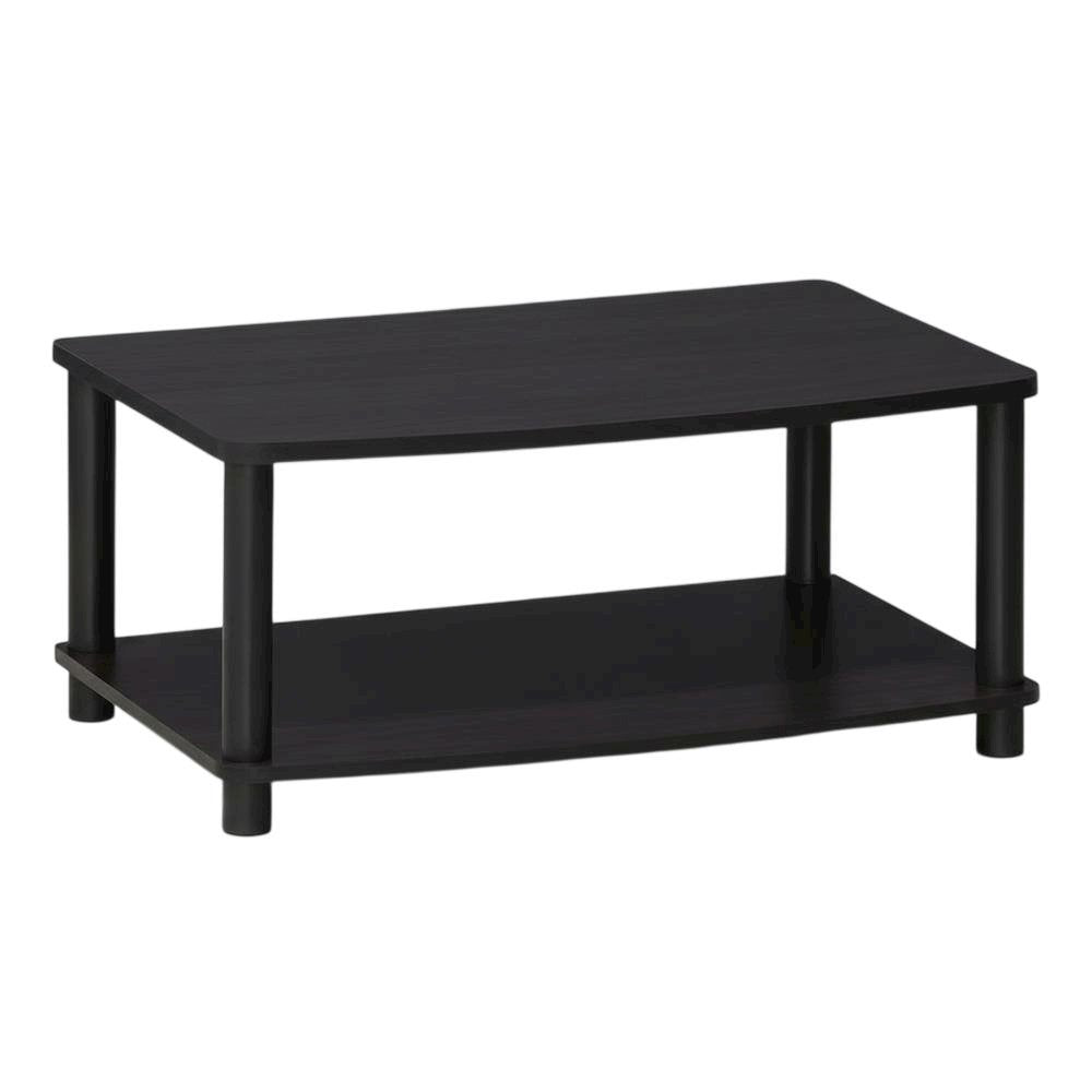 Dark Walnut 2-Tier Elevated TV Stand with No Tools Assembly