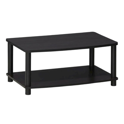 Dark Walnut 2-Tier Elevated TV Stand with No Tools Assembly
