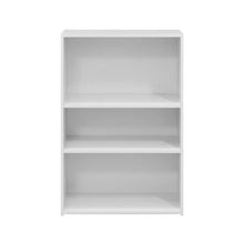 White 3-Shelf Bookcase with Wooden Construction for Living Room and Office