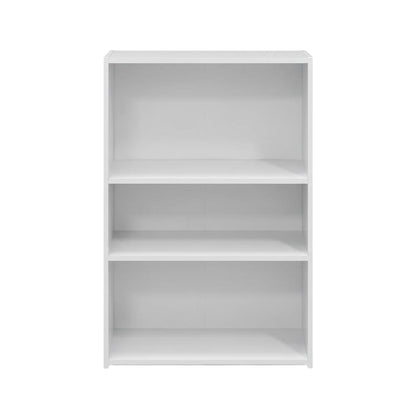 White 3-Shelf Bookcase with Wooden Construction for Living Room and Office