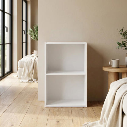 White 2-Tier Open Shelf Bookcase with Stylish Wooden Design