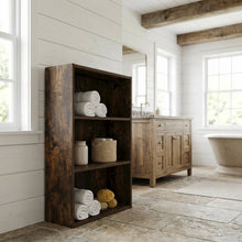 Wooden bookcase with open shelving for living room or office storage