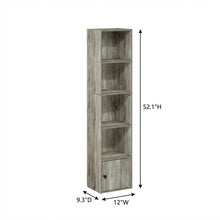 Brown 5-Tier Shelf Bookcase with Door Storage Cabinet for Living Room