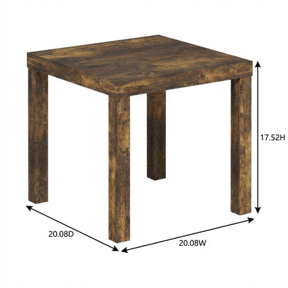 Amber Pine Finish Square End Table with Modern Minimalist Design