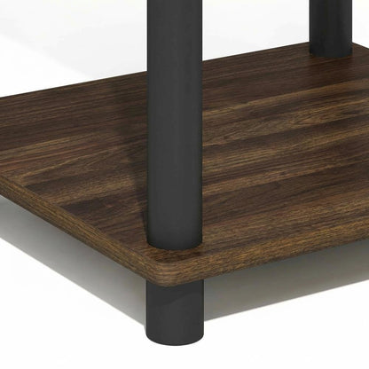 Brown Walnut 3-Tier Side & Night Stand with Modern Storage Design