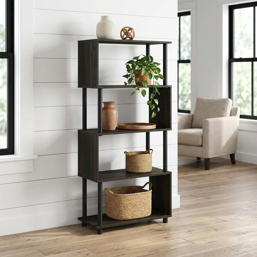 Wooden Bookcase with Open Shelving for Storage and Display