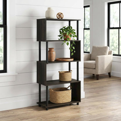 Wooden Bookcase with Open Shelving for Storage and Display
