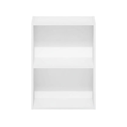 White 2-Tier Open Shelf Bookcase with Stylish Wooden Design