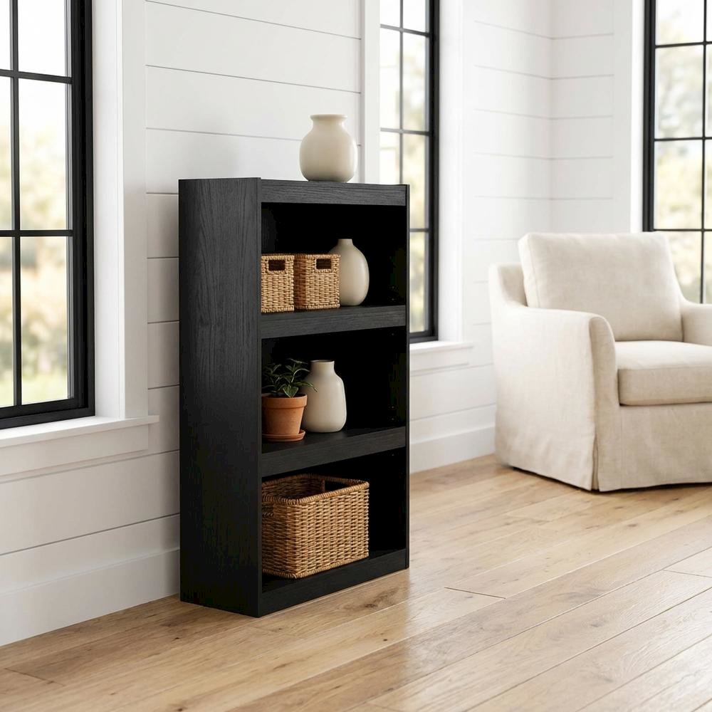 Blackwood 3-Tier Adjustable Shelf Bookcase with Durable Wooden Finish