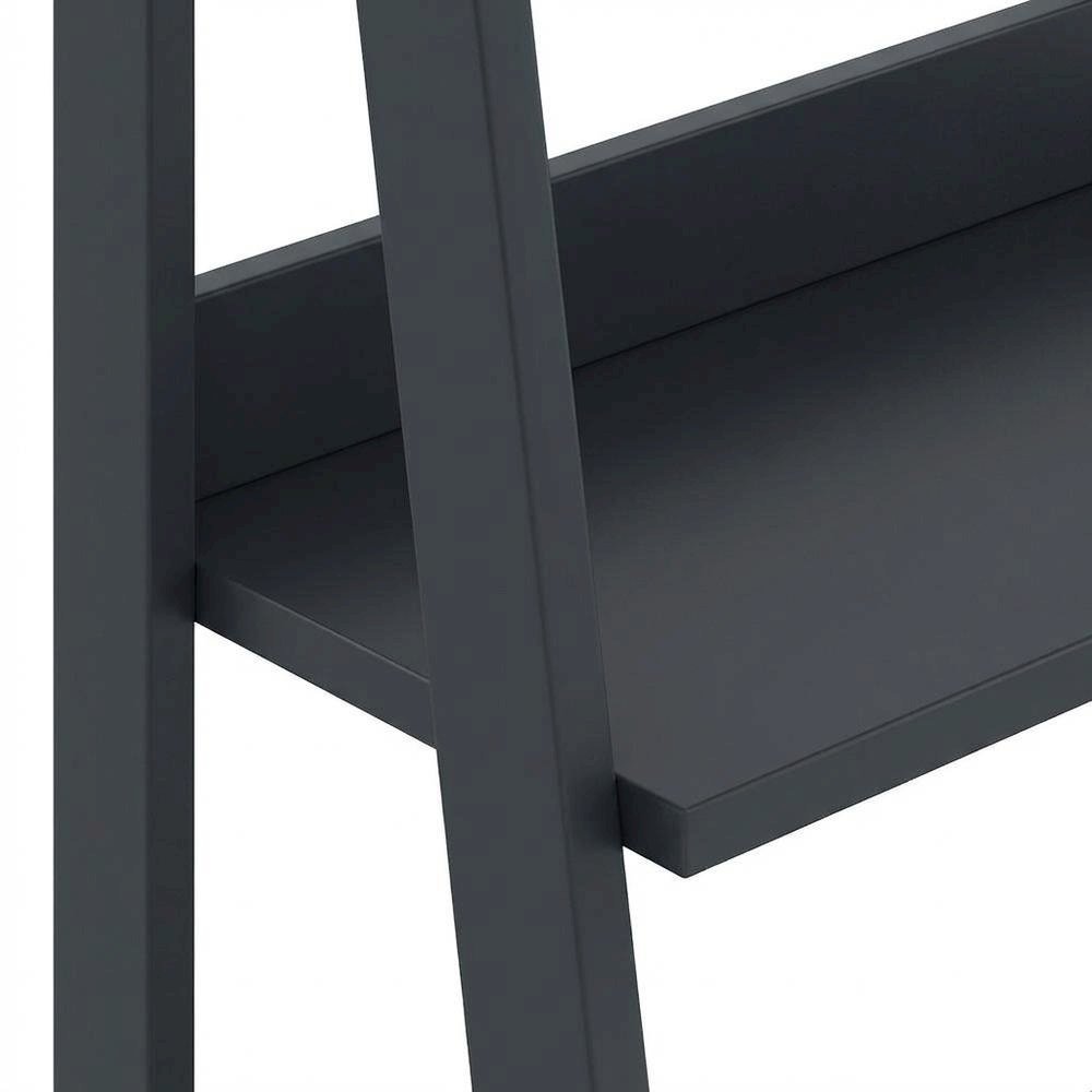Black 5-Tier Ladder Shelf for Books and Display Storage