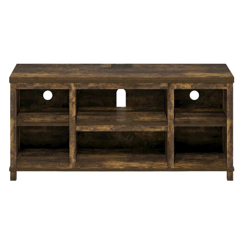 Wooden 3-Tier Entertainment Center for TV up to 55 Inch, USB Ports, Power Outlet