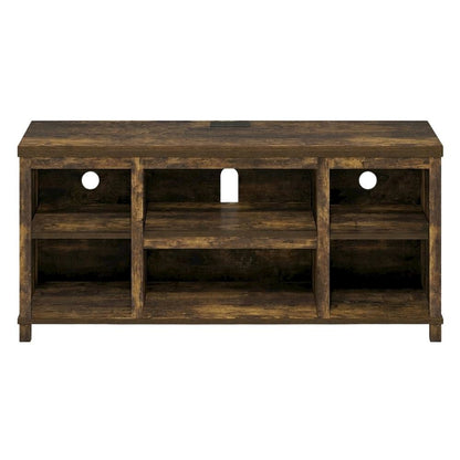 Wooden 3-Tier Entertainment Center for TV up to 55 Inch, USB Ports, Power Outlet