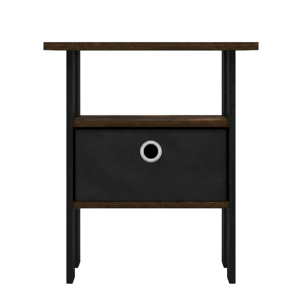 Amber Pine Nightstand with Bin Drawer, Wooden Frame for Cozy Bedroom Storage