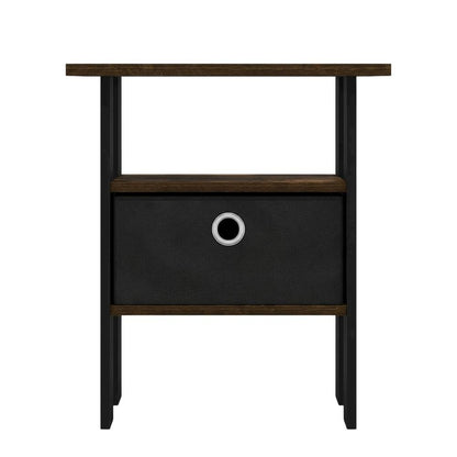 Amber Pine Nightstand with Bin Drawer, Wooden Frame for Cozy Bedroom Storage