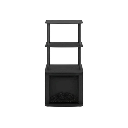 Black, Display Side Table, Open Shelf, Fireplace Ready