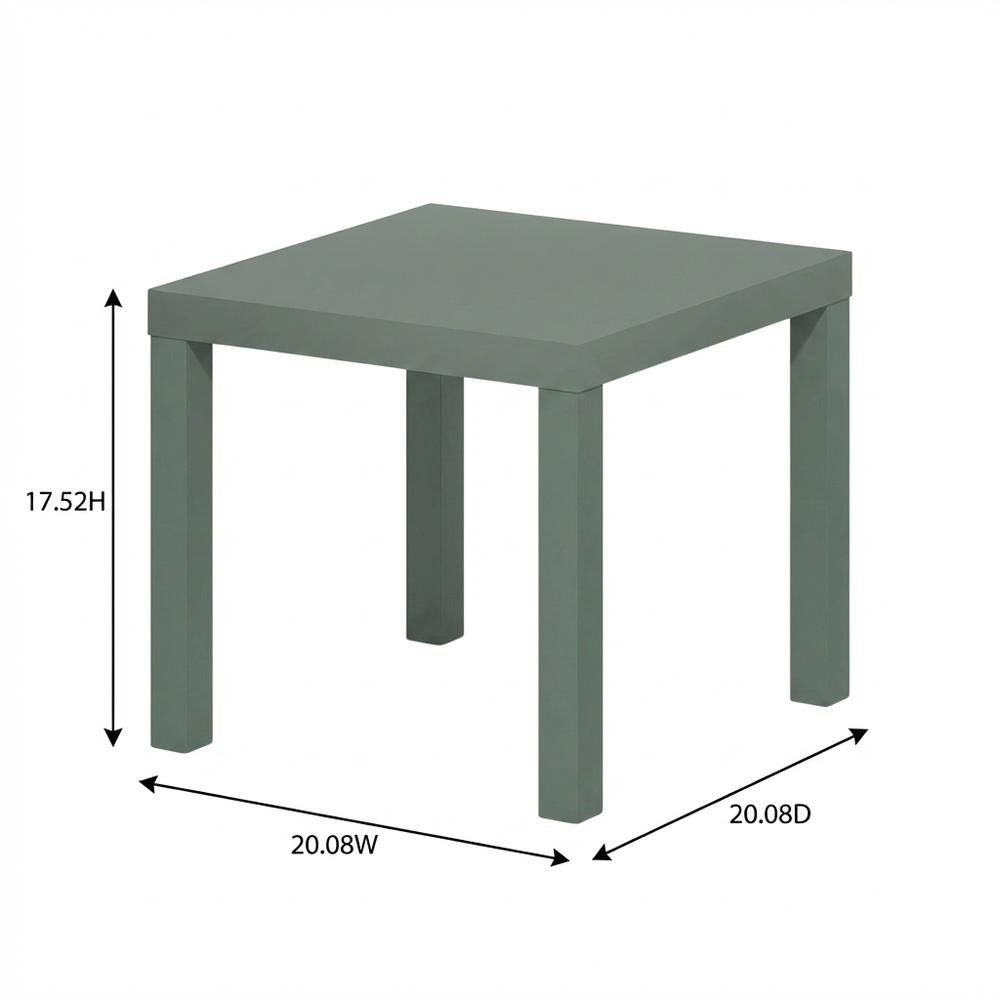 Square Side Table Set of 2 with Thick Tabletops and Sage Green Finish