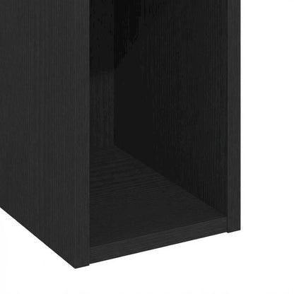Black wood bookcase with sleek design and sturdy construction