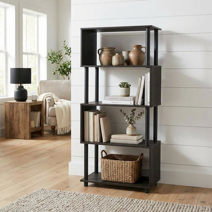Wooden Bookcase with Open Shelving for Storage and Display