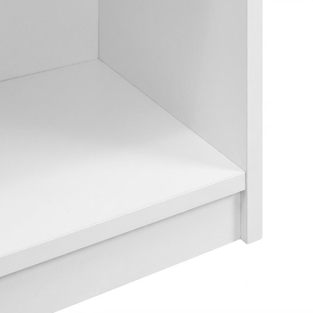 White 3-Shelf Bookcase with Wooden Construction for Living Room and Office