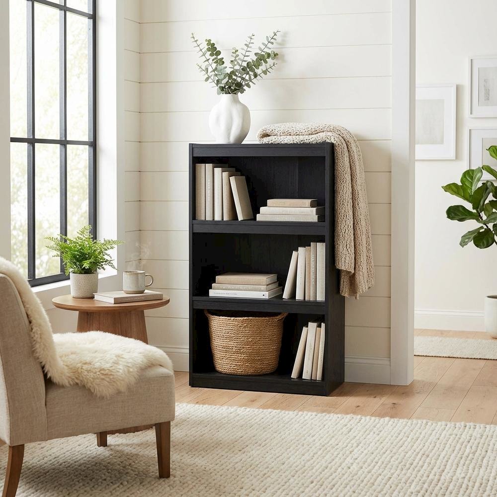 Blackwood 3-Tier Adjustable Shelf Bookcase with Durable Wooden Finish