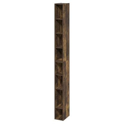 Amber Pine 8-Tier Bookcase with Space Saving Storage Shelf