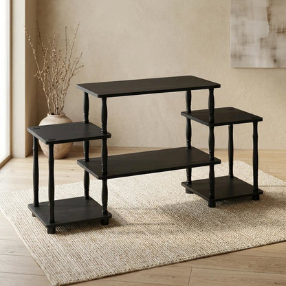 Espresso and Black Entertainment Center with Bamboo Tubes, Modern Design