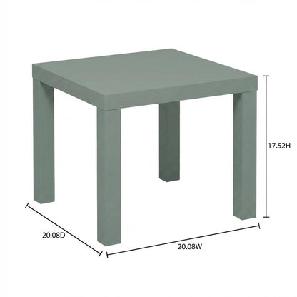 Sage Green Square End Table with Thick Top and Modern Design