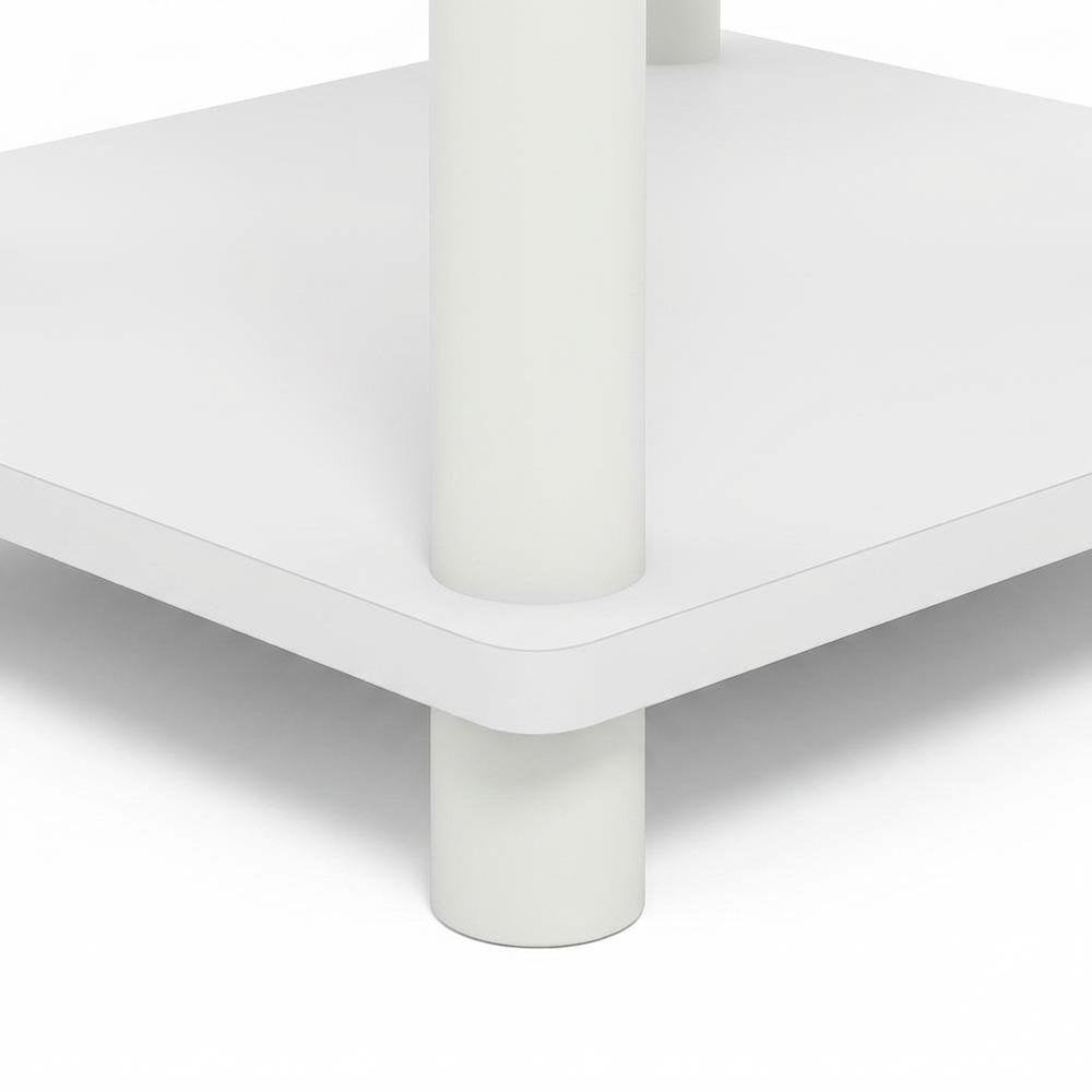 White 3-Tier Side Table with Modern End and Bedside Design