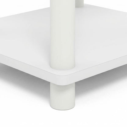 White 3-Tier Side Table with Modern End and Bedside Design