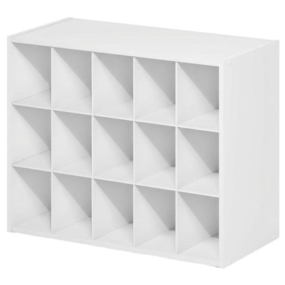 Black 15-Cube Stackable Shoe Organizer, Engineered Wood, Modular Expandable