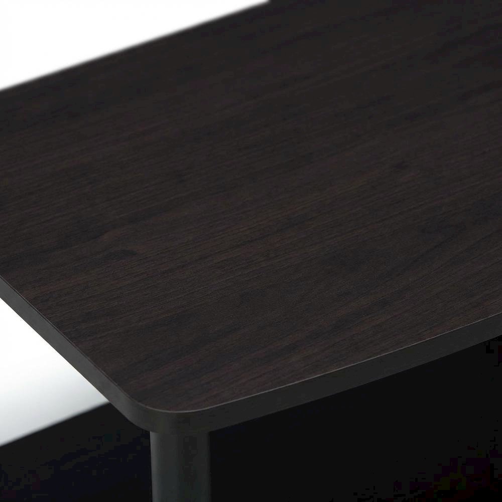 Dark Walnut 2-Tier Elevated TV Stand with No Tools Assembly