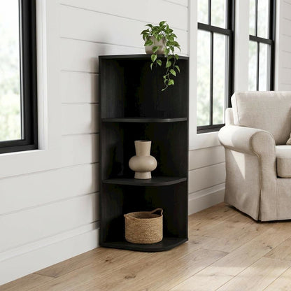 Blackwood 3-Tier Corner Bookcase with Open Shelves for Space Efficiency