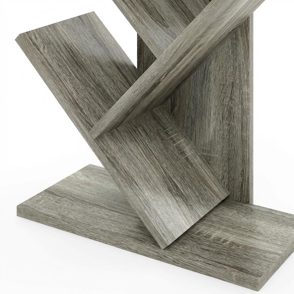 Wooden 9-Tier Bookcase with French Oak Finish for Living Room Storage