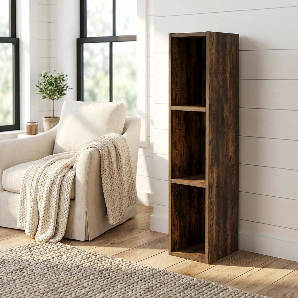 Wooden bookcase in finish with adjustable shelves for versatile storage