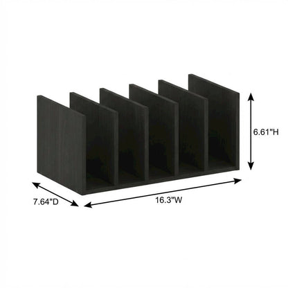 Brown desktop bookshelf with storage organizer, composite wood construction