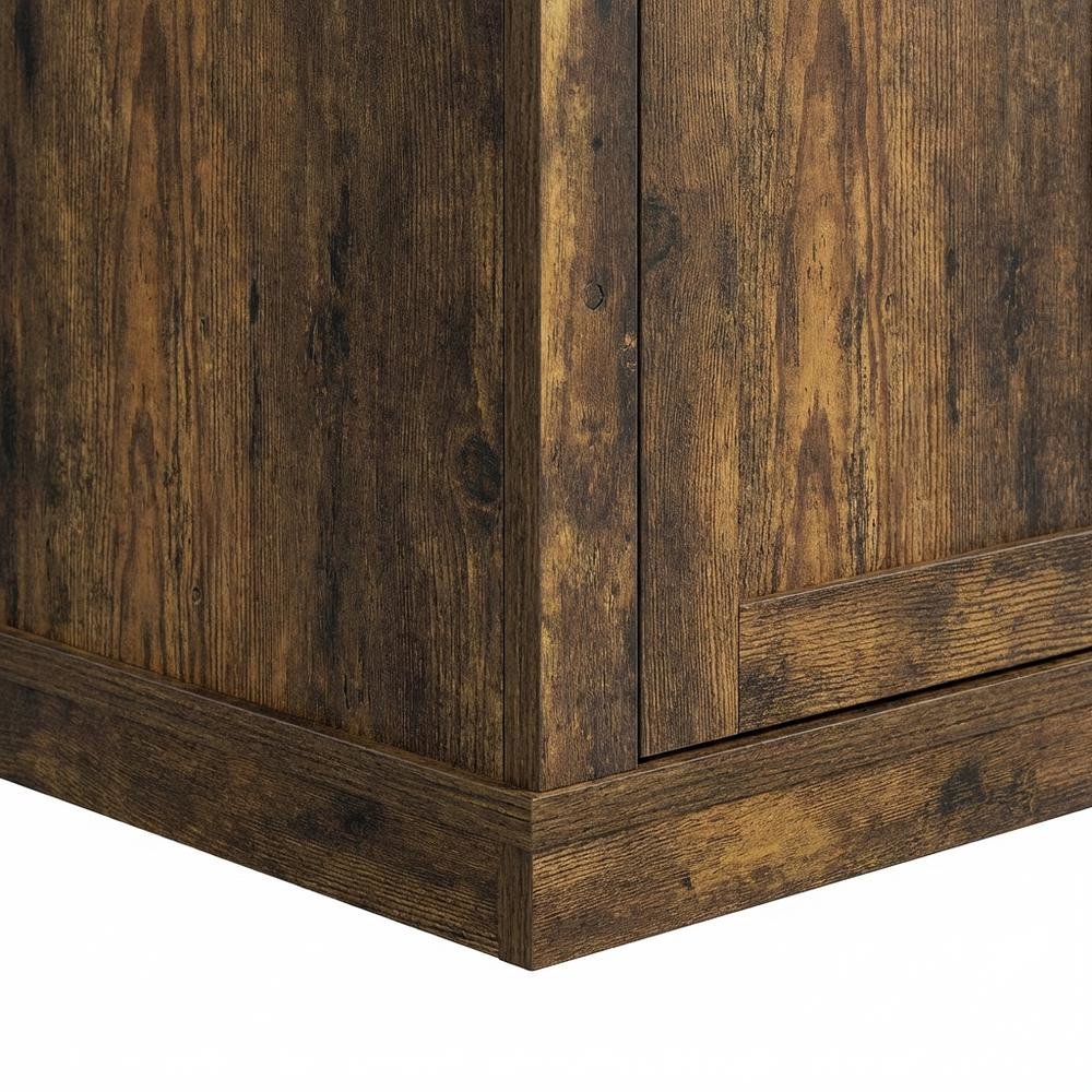 Wooden 3-Tier Entertainment Center for TV up to 55 Inch, USB Ports, Power Outlet