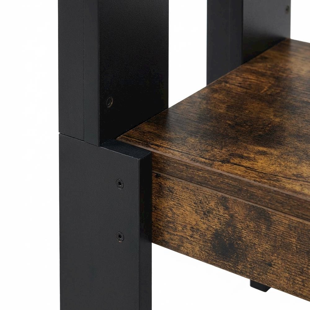 Amber Pine Nightstand with Bin Drawer, Wooden Frame for Cozy Bedroom Storage