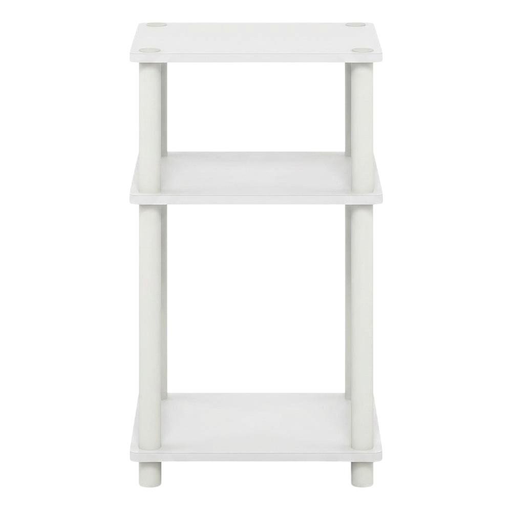 White 3-Tier Side Table with Modern End and Bedside Design