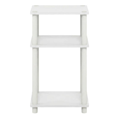 White 3-Tier Side Table with Modern End and Bedside Design
