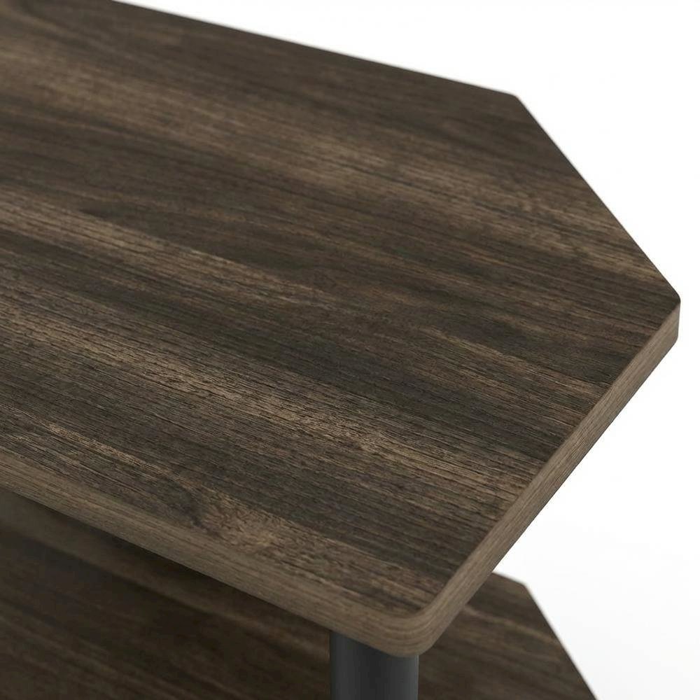 Wooden TV Stand with Columbia Walnut/Black Finish and Easy Assembly