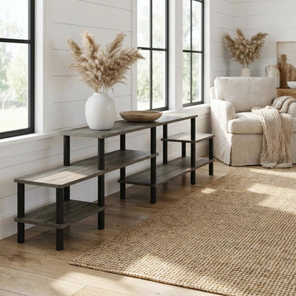 Wooden TV stand for 80 inch TVs with modern design and sturdy build