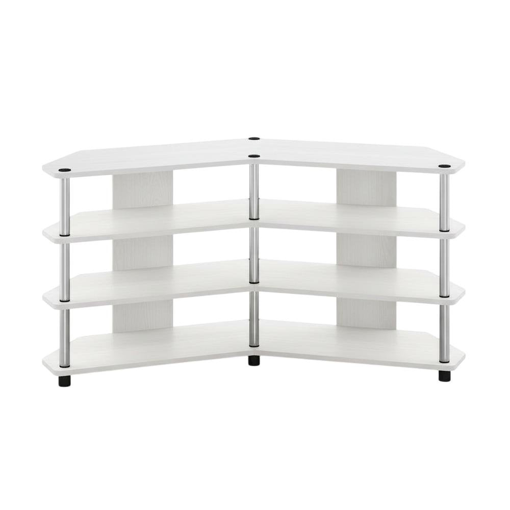White 4-Tier Corner TV Stand for TVs up to 55 inches with easy assembly