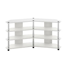 White 4-Tier Corner TV Stand for TVs up to 55 inches with easy assembly