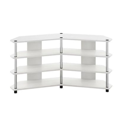 White 4-Tier Corner TV Stand for TVs up to 55 inches with easy assembly